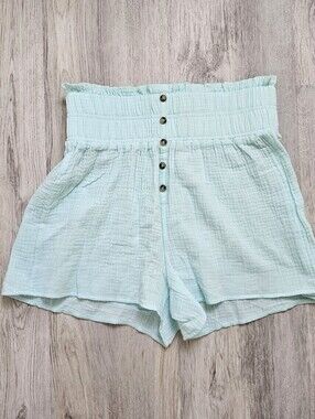 New Simply Southern Cotton High Waist Shorts Mint